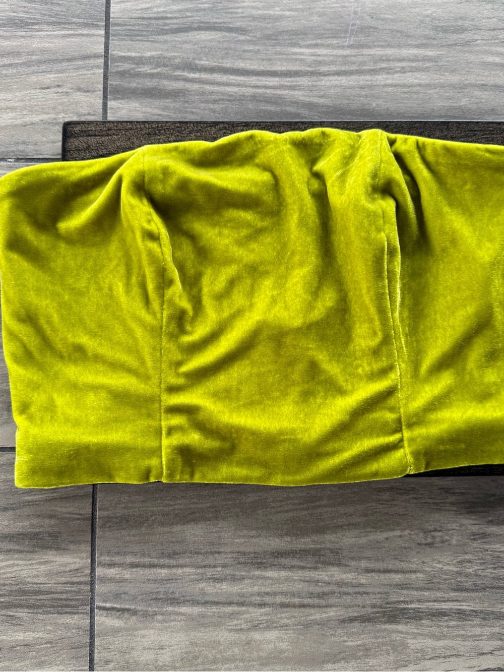 Lovers + Friends Velvet crop top in Chartreuse